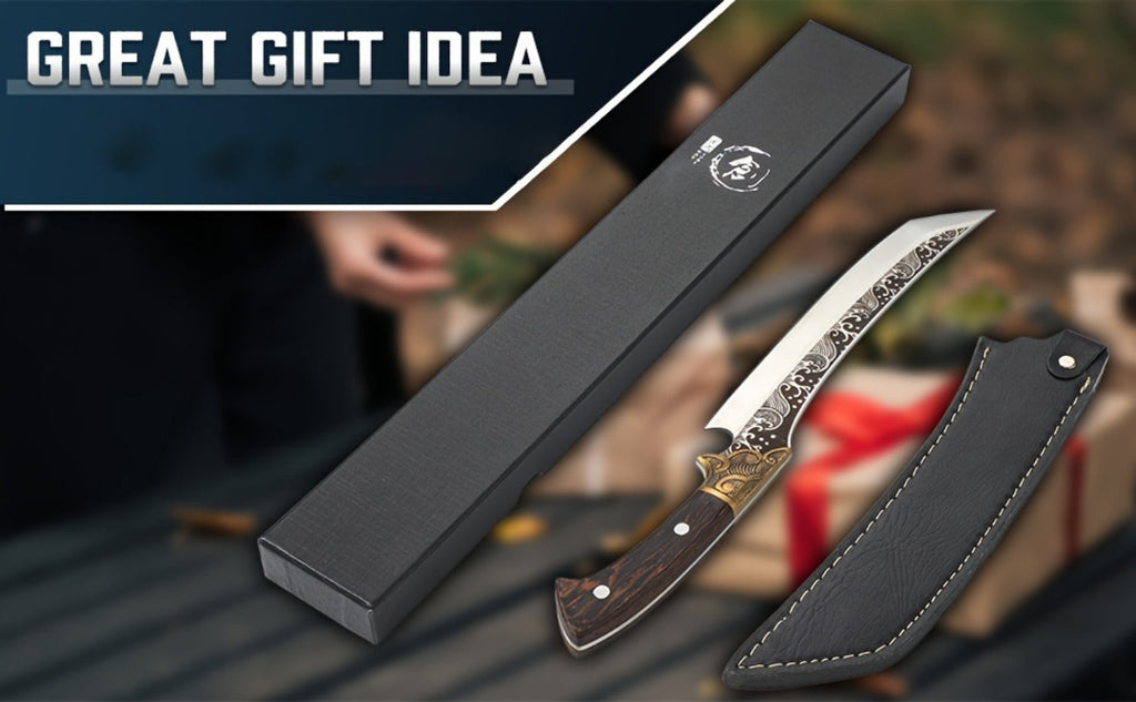 Carving Knife 8.86 Inch High Carbon Steel Brisket Knife Full Tang Ergonomic Handle with Leather Sheath Razor Sharp Meat Cutting Slicing BBQ Grilling Gift for Men Women