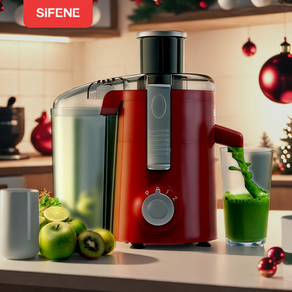 Centrifugal Juicer Wide Feed Chute - 2-Speed Juice Extractor for Fruits & Vegetables, Fast Juicing Machine, Easy to Clean, Compact Design for Home Kitchen, Red