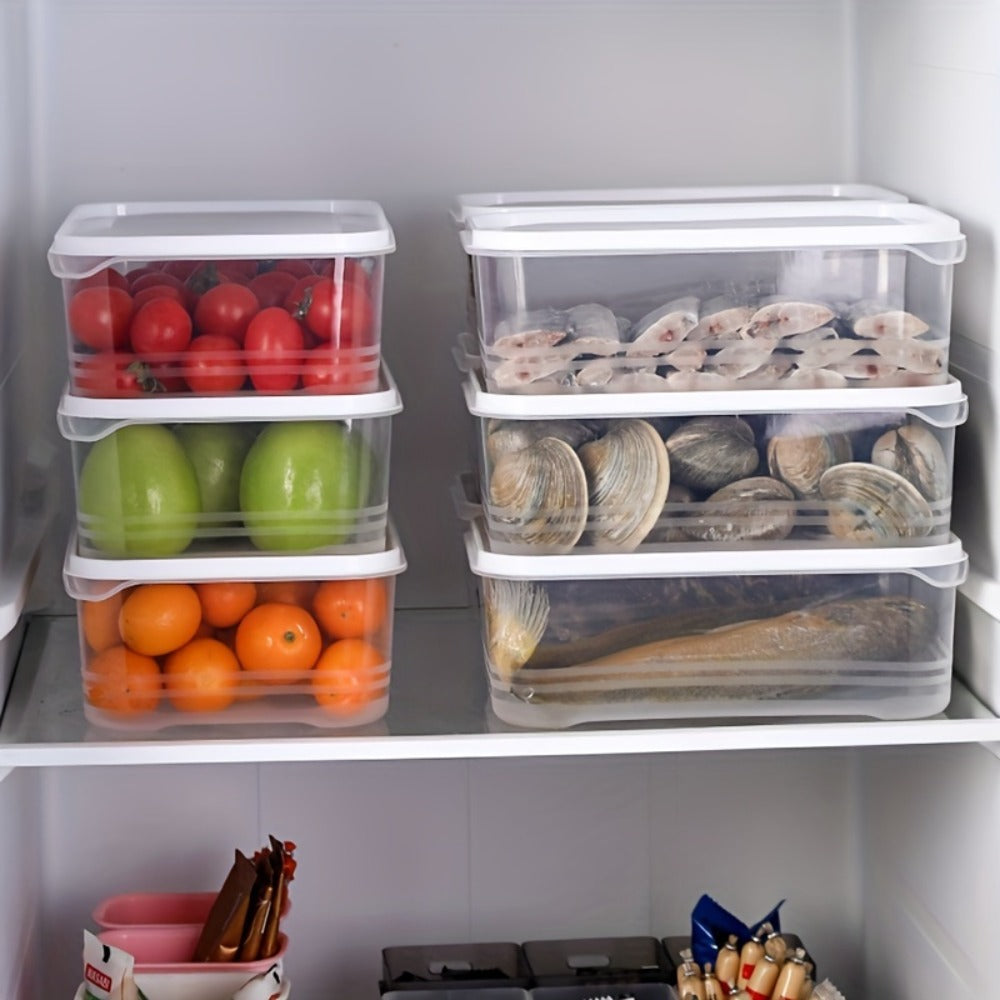 Stackable Refrigerator Storage Containers with Lids 4pcs, 42-Oz BPA-Free Food Storage Set for Meat Fruits Vegetables, Airtight Kitchen Organizer Containers