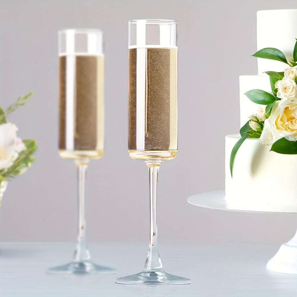 Champagne Flutes Set of 6 - Elegant 6.5oz Clear Glass Champagne Glasses, Reusable Stemmed Flutes for Birthday, Wedding, Christmas & Holiday Celebrations, Gift for Women & Men