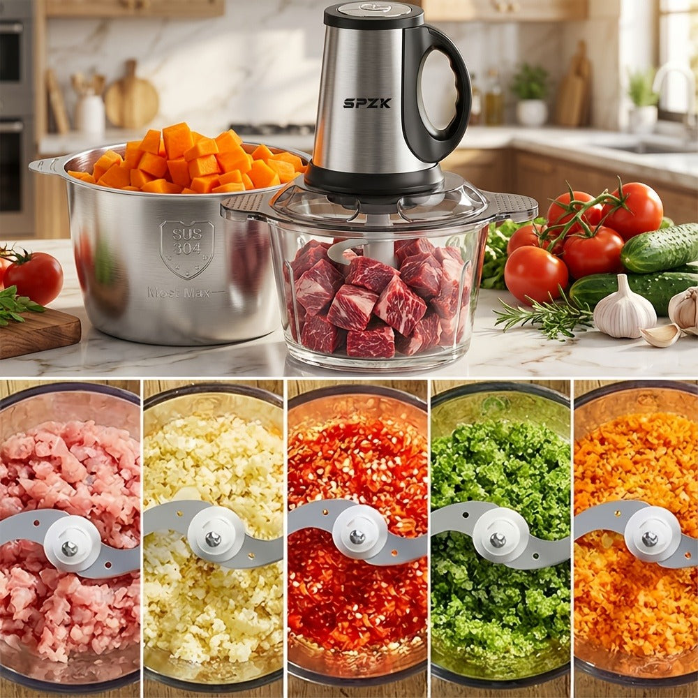 Electric Food Chopper with 2 Bowls & 2 Blades ¨C Multi-Function Food Processor, Meat Grinder & Vegetable Chopper for Meats, Salads, Nuts, Garlic & More