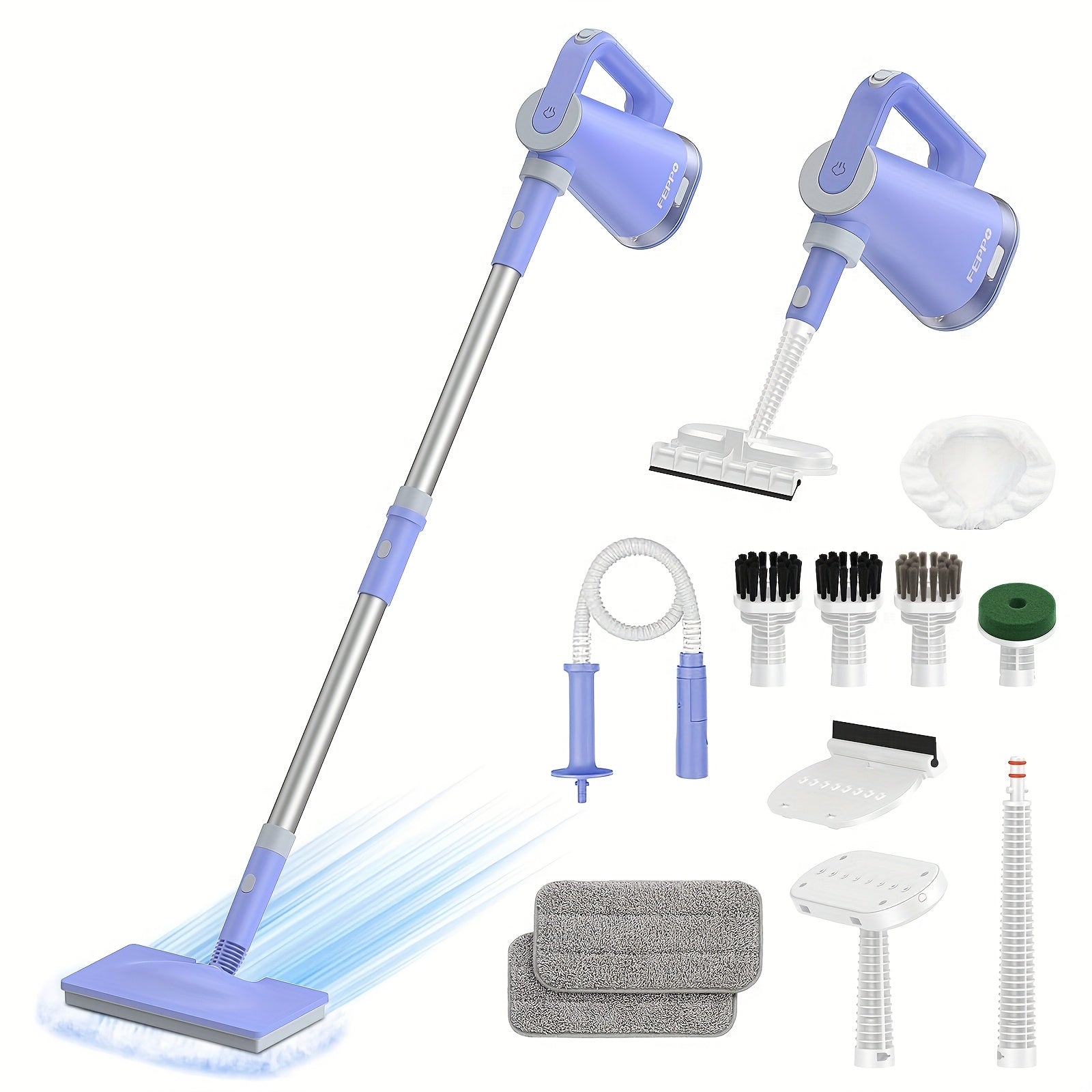 Steam Mop with Detachable Handheld Steam Cleaner 10-in-1 Multi-Purpose Attachments - 2 Pads, Carpet Cleaner for Home, Tiles, Grout, Windows, Kitchen & Bath, Powerful Floor & Sofa Steamer, 4 Colors