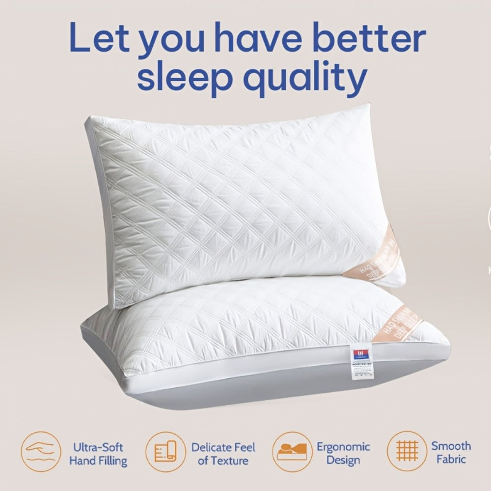 Queen Size Pillows for Side Sleepers ¨C 800g Heavyweight Hotel Collection, Hypoallergenic Down Alternative, Ultra-Plush & Resilient, Machine Washable 20x30 Inches ¨C Available in 1, 2 & 4 Pack (White/Gray)