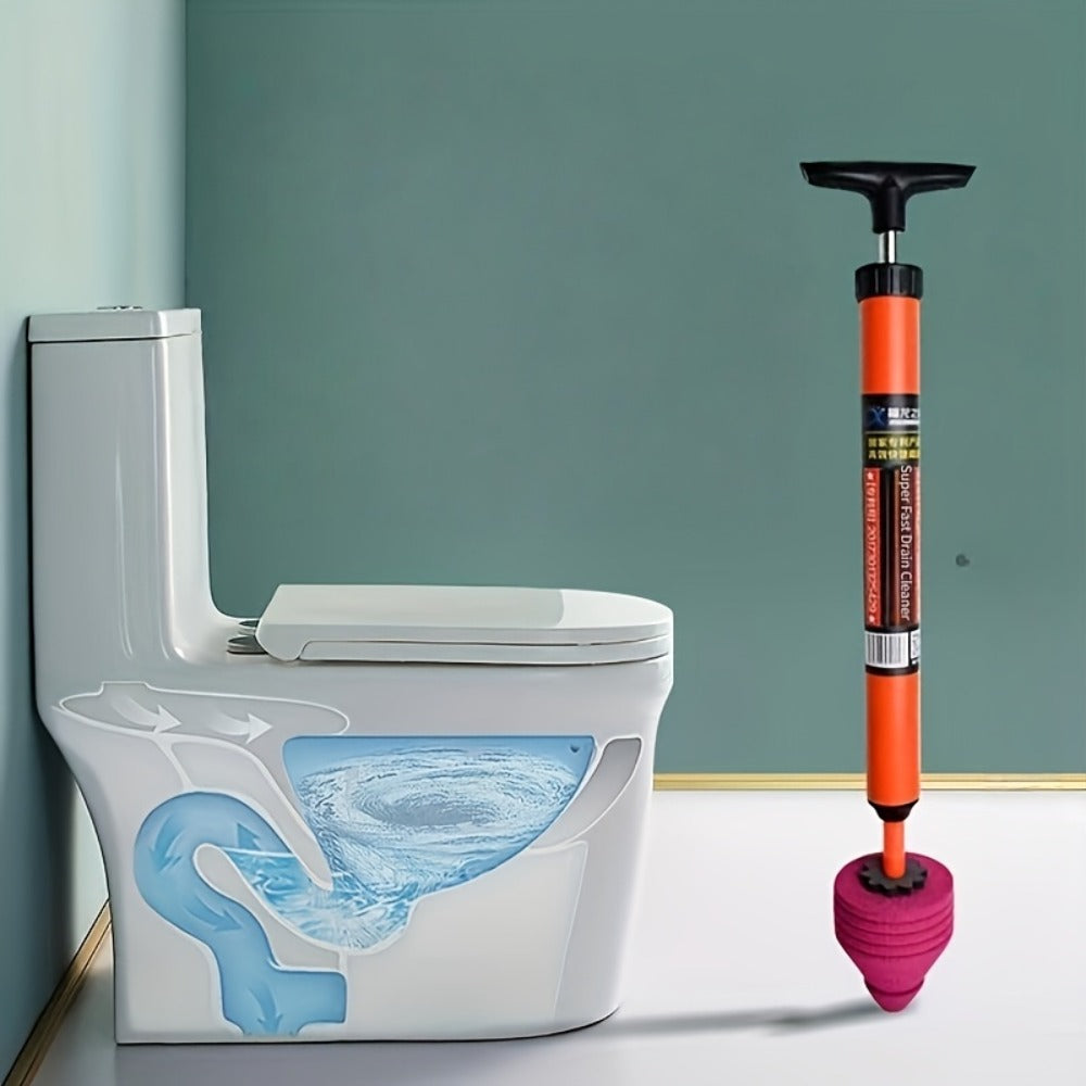 Toilet Plunger Heavy-Duty Air Pressure Drain Cleaner - Pipe Unclogger with Ergonomic Handle, Suction Cup Clog Remover for Toilet Sink Shower Bathtub, Efficient Bathroom Unclogging Tool, 1pc