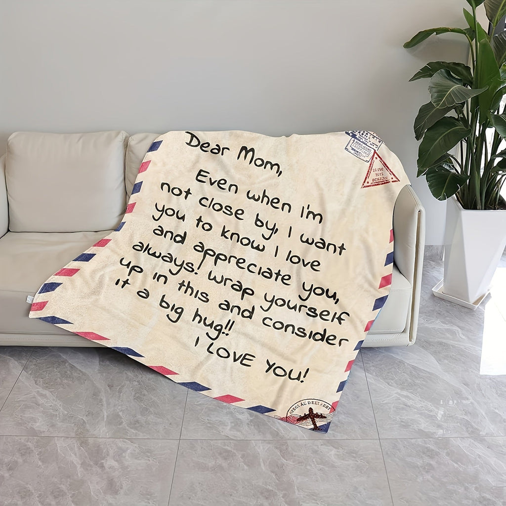 Love Message Flannel Blanket for Mom ¨C 250-300gsm Soft Reversible All-Season Throw, Perfect Gift for Mother's Day & Birthday