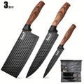Kitchen Knife Set with Sharpener & Poultry Shears | Stainless Steel Chef Knives, Non-Slip Ergonomic Handle, Dishwasher Safe, Professional Cooking Utensils, 3-Piece or 7-Piece