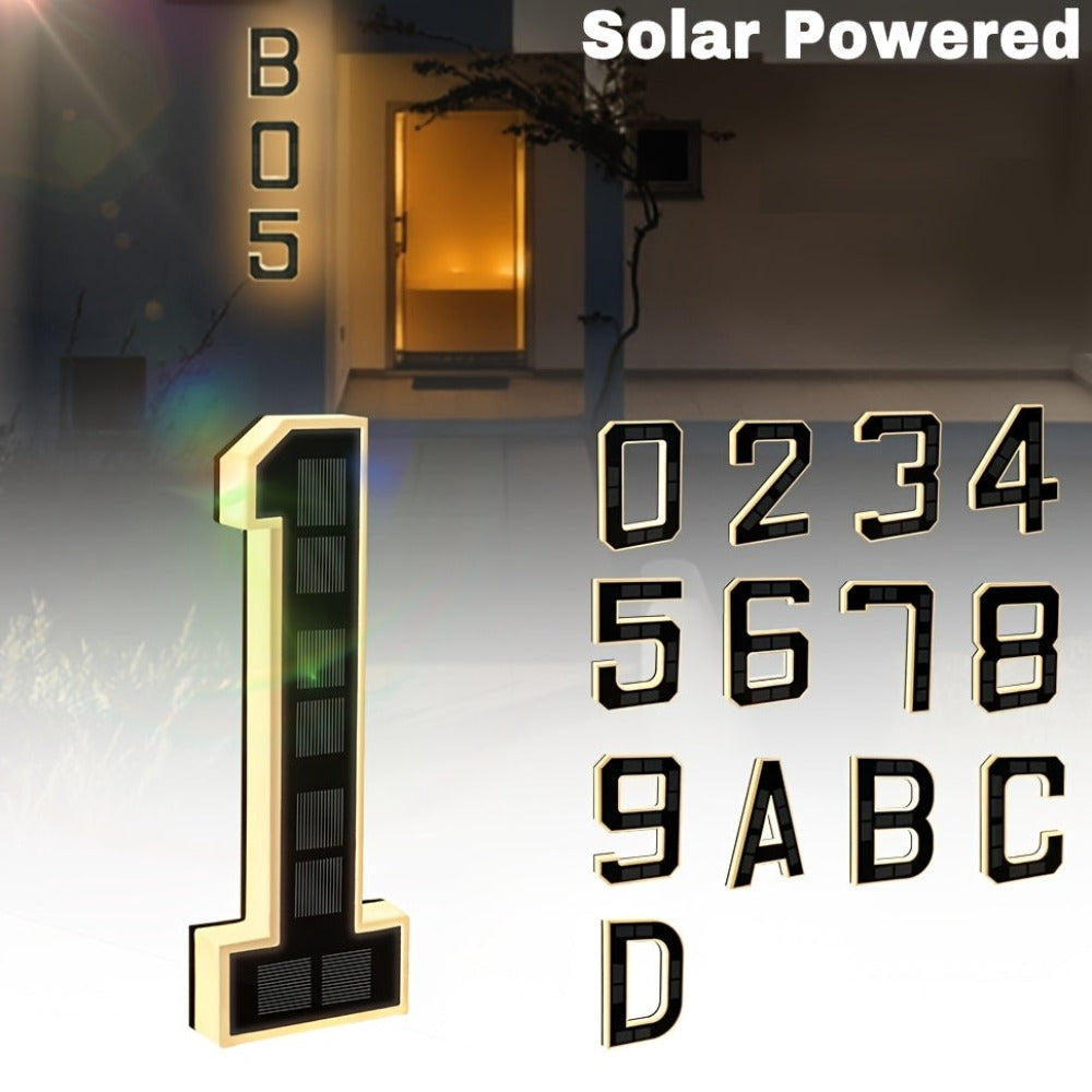 Solar House Numbers 9 Inch Backlit LED Address Sign ¨C Waterproof IP44 Illuminated Number Plaques with Smart Light Sensor for Home Garden Courtyard Modern Decor
