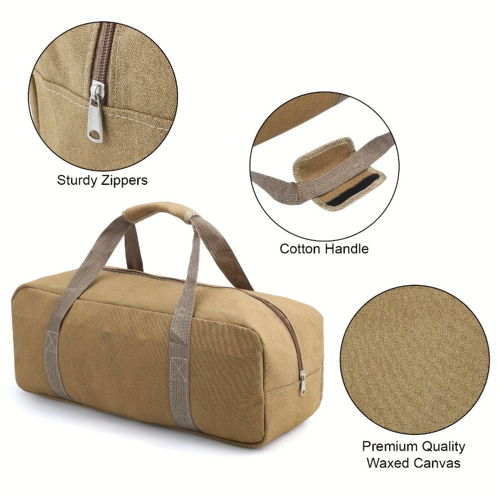 Heavy Duty Canvas Tool Bag with Zipper, Large Capacity Tool Organizer Tote for Mechanics, Electricians & Carpenters, Portable Storage Bag for Wrenches, Screwdrivers, Nails & Hand Tools