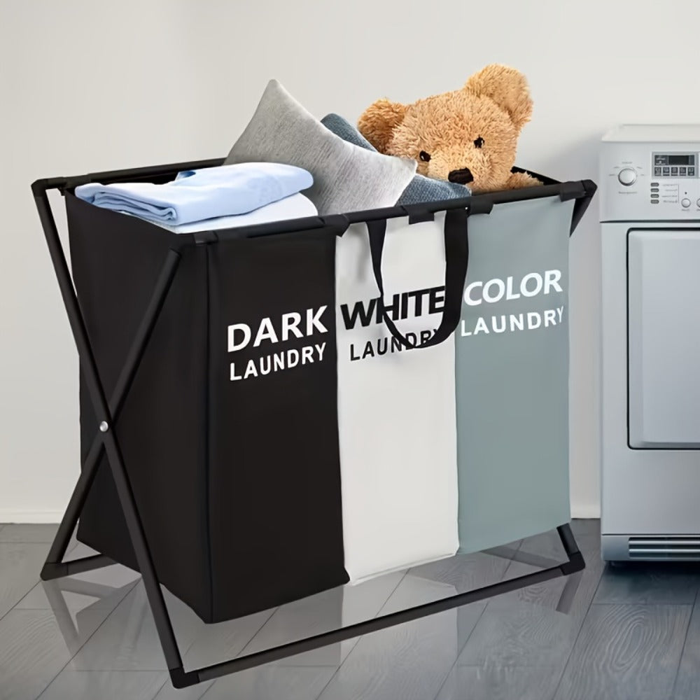 Rectangular Laundry Hamper Basket with Handles ¨C Large Multi-Component Clothes Storage Organizer for Home, College Dorm, Bathroom & Bedroom ¨C Stylish Functional Laundry Basket