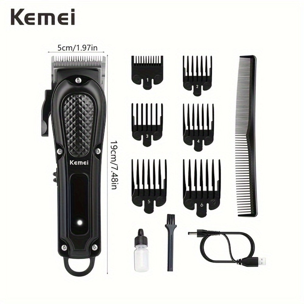 Professional Cordless Hair Cutting Shears ¨C Kemei KM-1071 USB Rechargeable Electric Hair Scissors for Barbers, Salon, Spa & Travel, Portable Haircutting Tool
