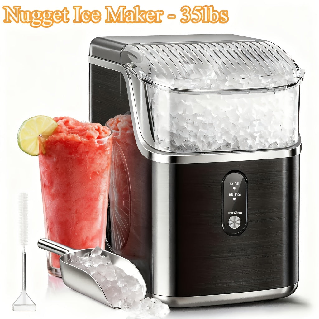 Chewable Ice Maker Countertop ¨C 35 Lbs Nugget Pebble Ice or 26 Lbs Bullet Ice, Self-Cleaning, Includes Ice Scoop & Basket, Perfect Holiday Gift for Home, Kitchen, Easter, Halloween & Christmas