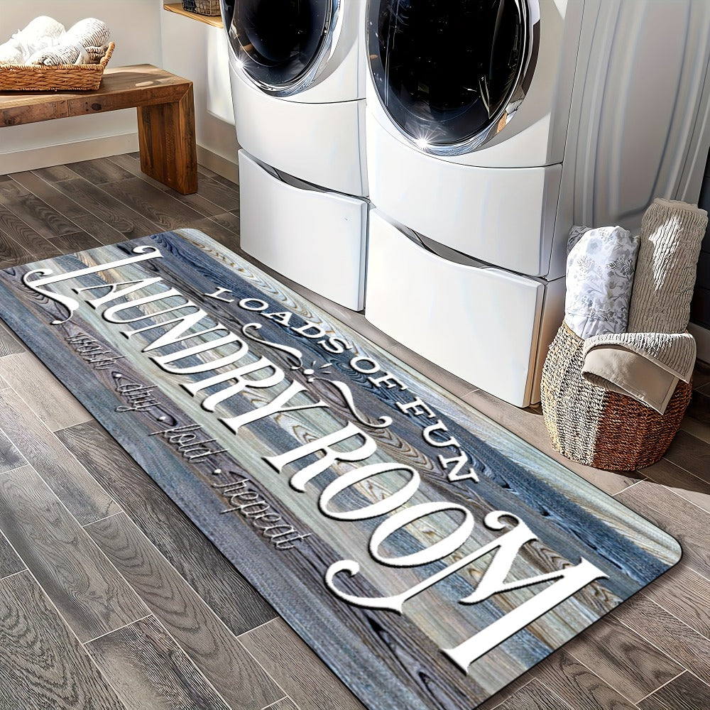 Farmhouse Laundry Room Runner Rug - Non-Slip Washable Retro Kitchen & Bathroom Mat | Anti-Slip Floor Runner for Laundry Room, Kitchen, Bathroom & Entryway | Boho Home Decor Accent Rug Multiple Sizes