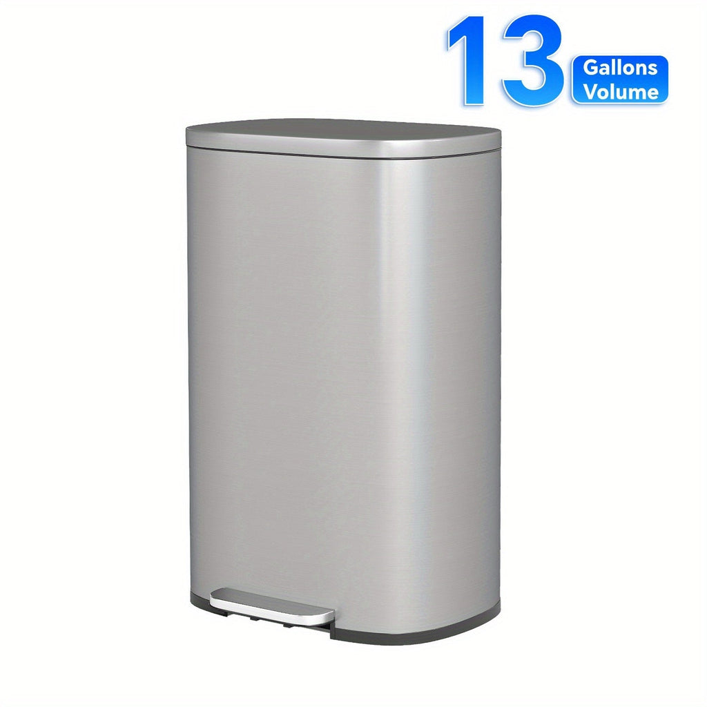 Stainless Steel Trash Can with Pedal & Removable Inner Bucket Fingerprint-Proof Kitchen Garbage Can with Hinged Lid ¨C 5L / 30L / 50L / 13 Gallon for Kitchen, Home & Office