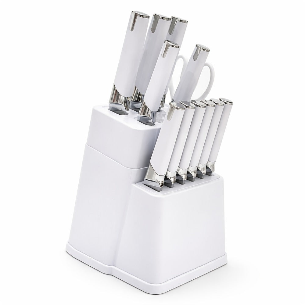 13-Piece Kitchen Knife Set with Block, Chef Bread Steak Knives Scissors Stainless Steel Colorful Cutlery Gift Set with Knife Holder