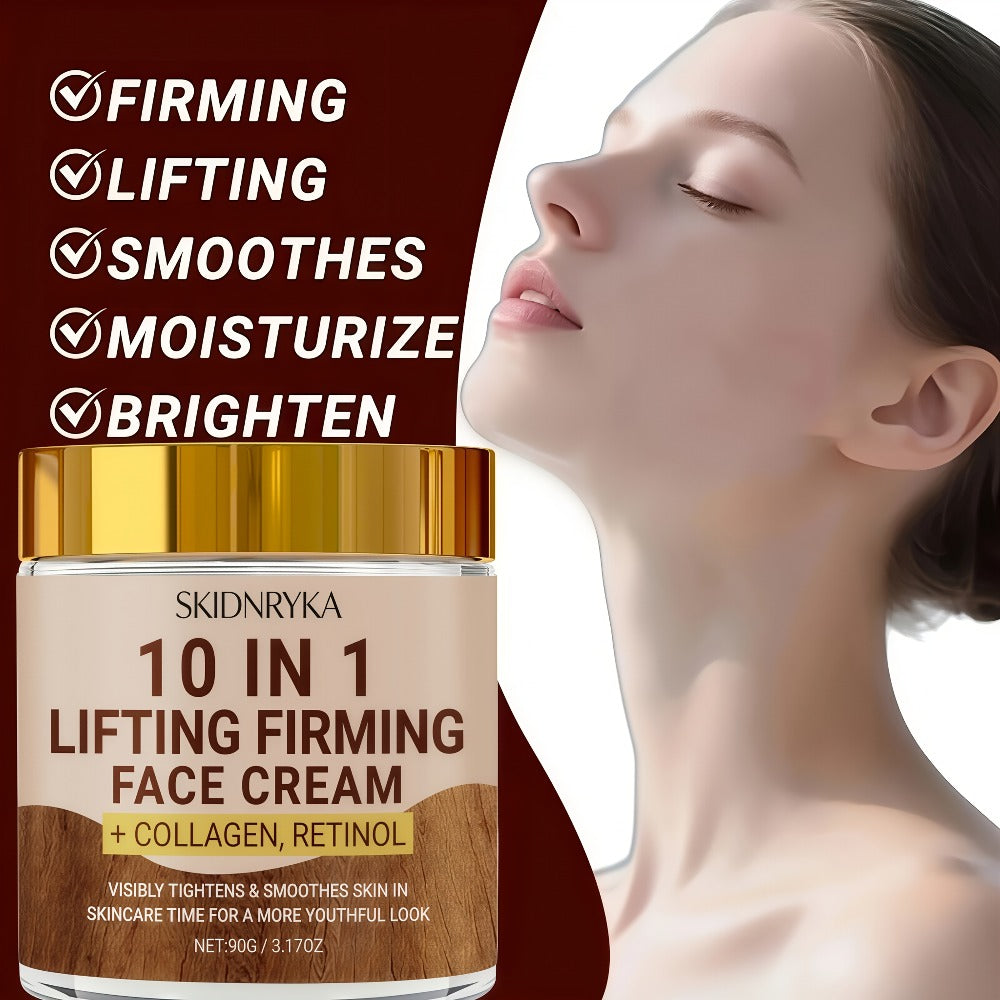 10-in-1 Firming & Lifting Moisturizing Face Cream for Women - Anti-Aging, Youthful Glow, Non-Greasy 90g | Buy 2 Get 1 Free Set | All Skin Types