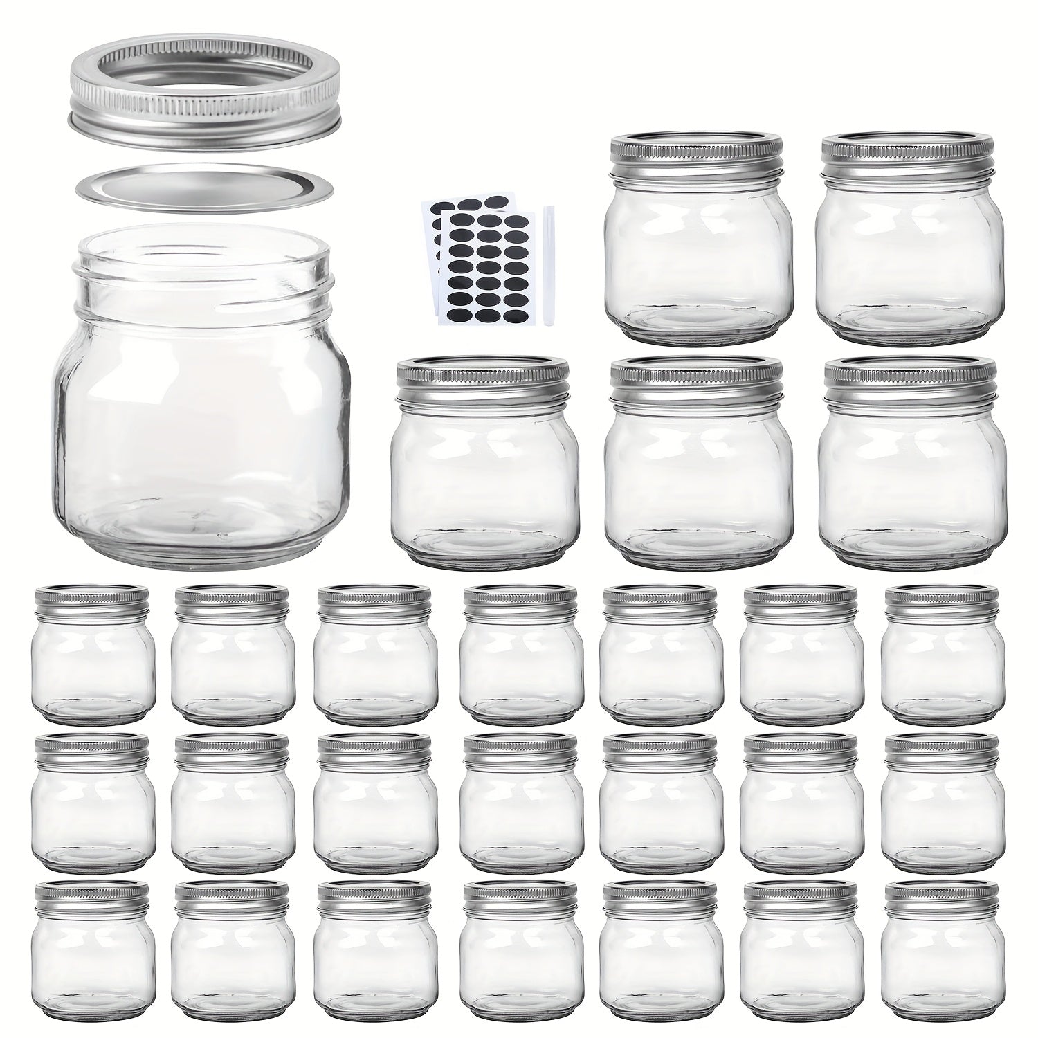 Mason Jars 8oz Glass Jars with Lids ¨C 9/18/27/36 Pack Regular Mouth Canning Jars for Storage, Spices, Jelly, Jam, Honey & Caviar | Dishwasher Safe Spiral Lid Kitchen Storage Containers Set
