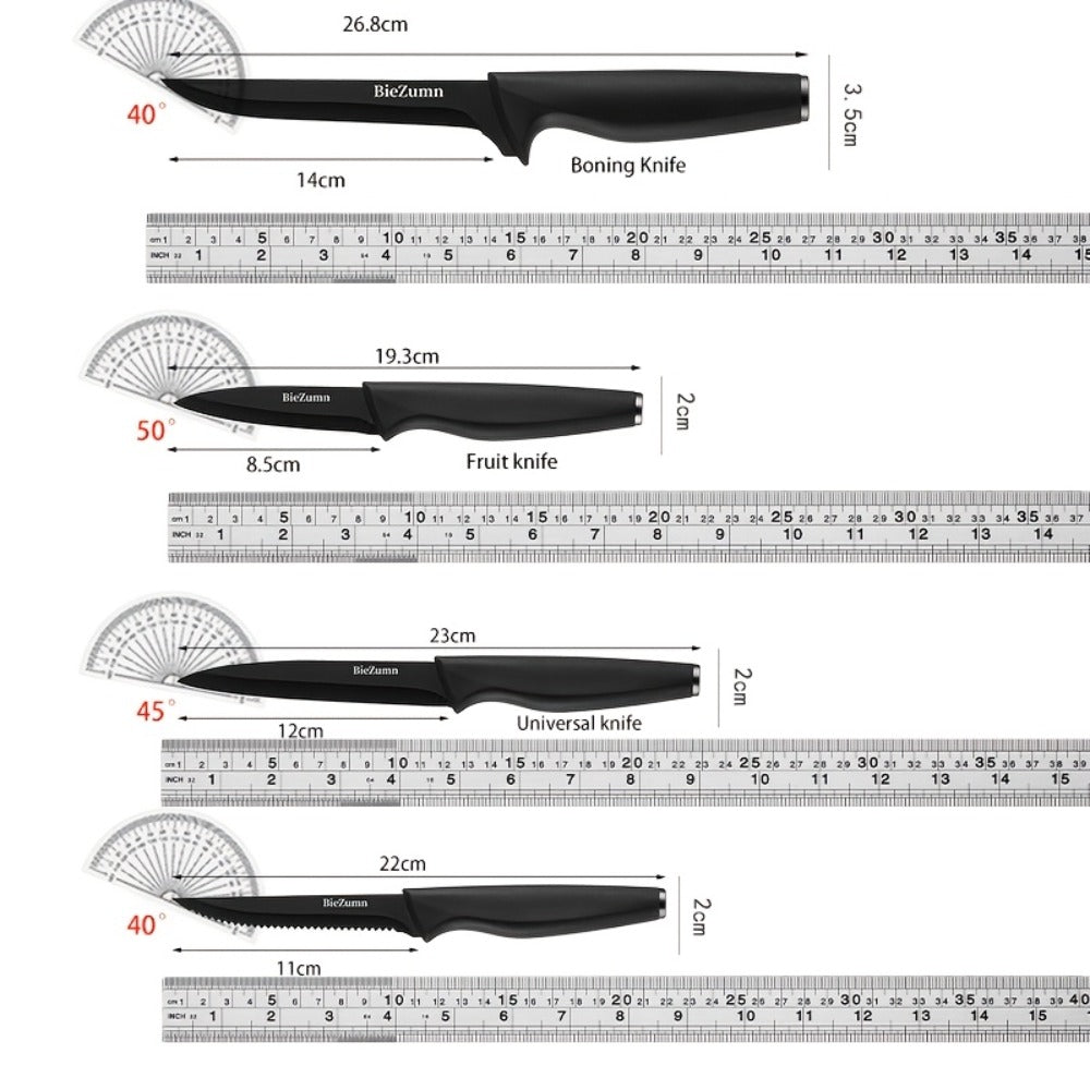 Kitchen Knife Set ¨C 3-Piece & 14-Piece Multi-Purpose Chef¡¯s Knife, Steak Knife, Fruit Knife & Scissors with Storage Block, Black