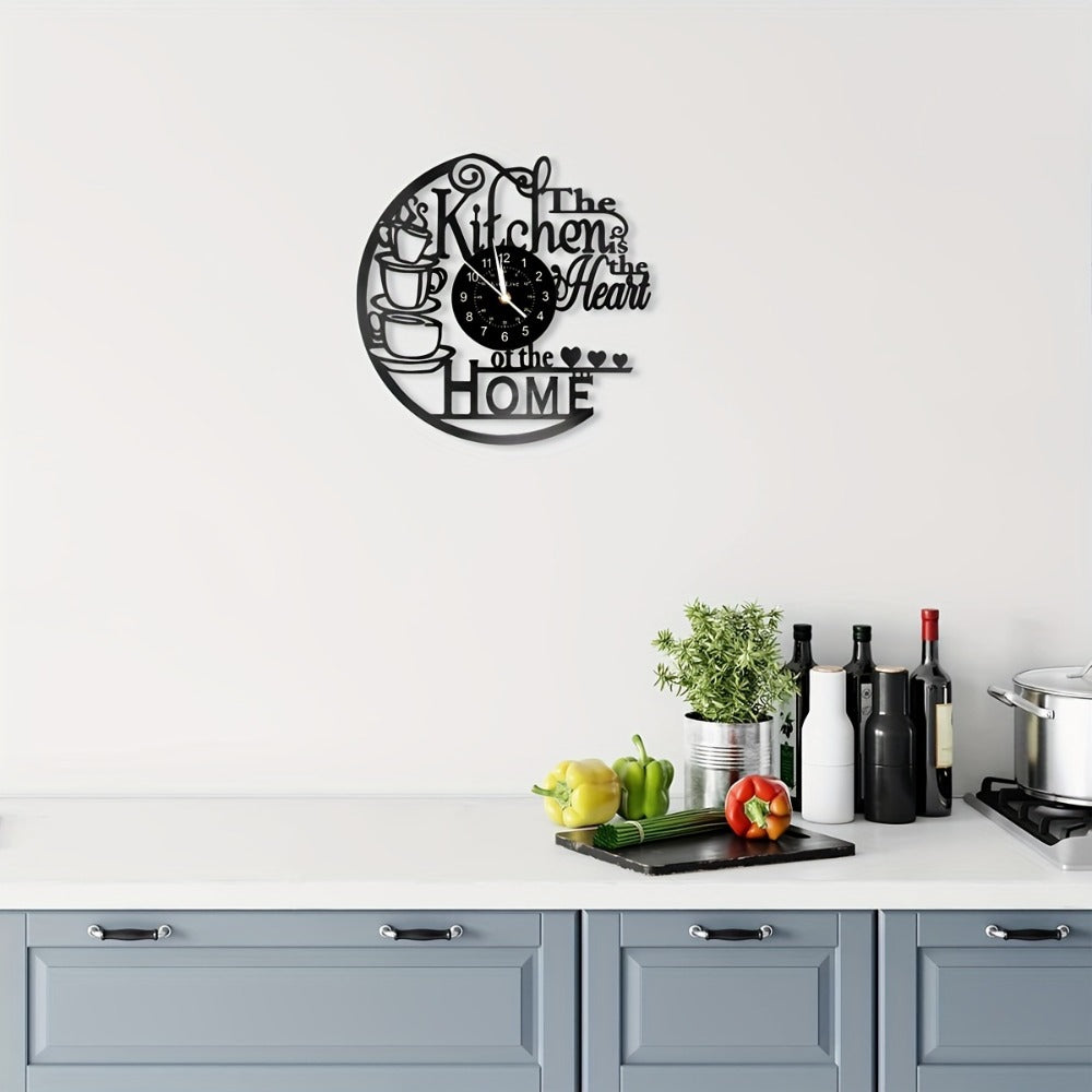 Coffee Vinyl Record Wall Clock Silent, Decorative Coffee Cup Design Clock for Kitchen Living Room Bedroom, Unique Home Decor Gift for Coffee Lovers Christmas Birthday