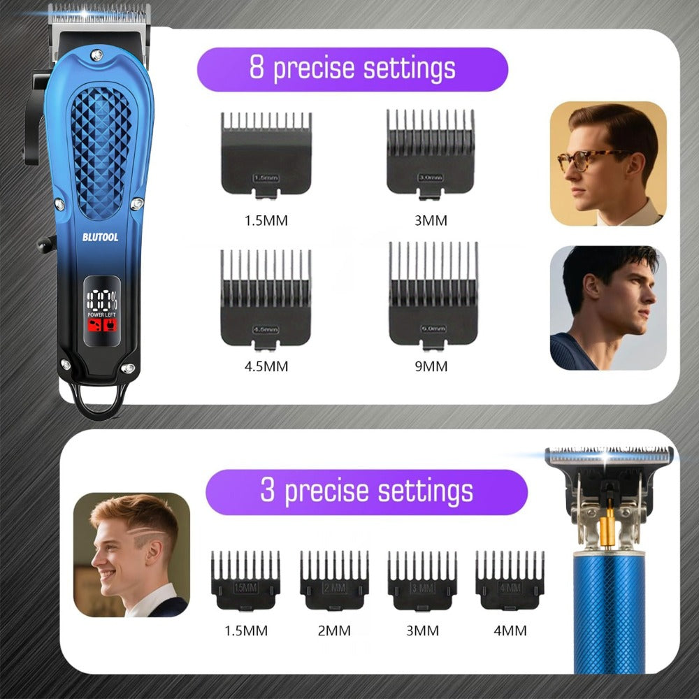 Electric Hair Trimmer & Beard Shaver Set for Men - Professional Rechargeable Hair Clipper with LED Display, All-in-One Grooming Kit for Daily Use, Home Barber & Gift for Men - Multiple Colors
