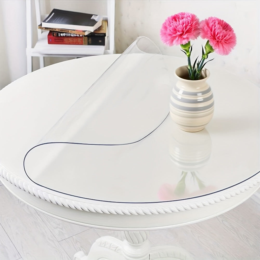 Round PVC Table Cover Clear Tablecloth 2MM Thick Scratch-Resistant Waterproof Table Protector for Dining Table Coffee Table Restaurant Outdoor