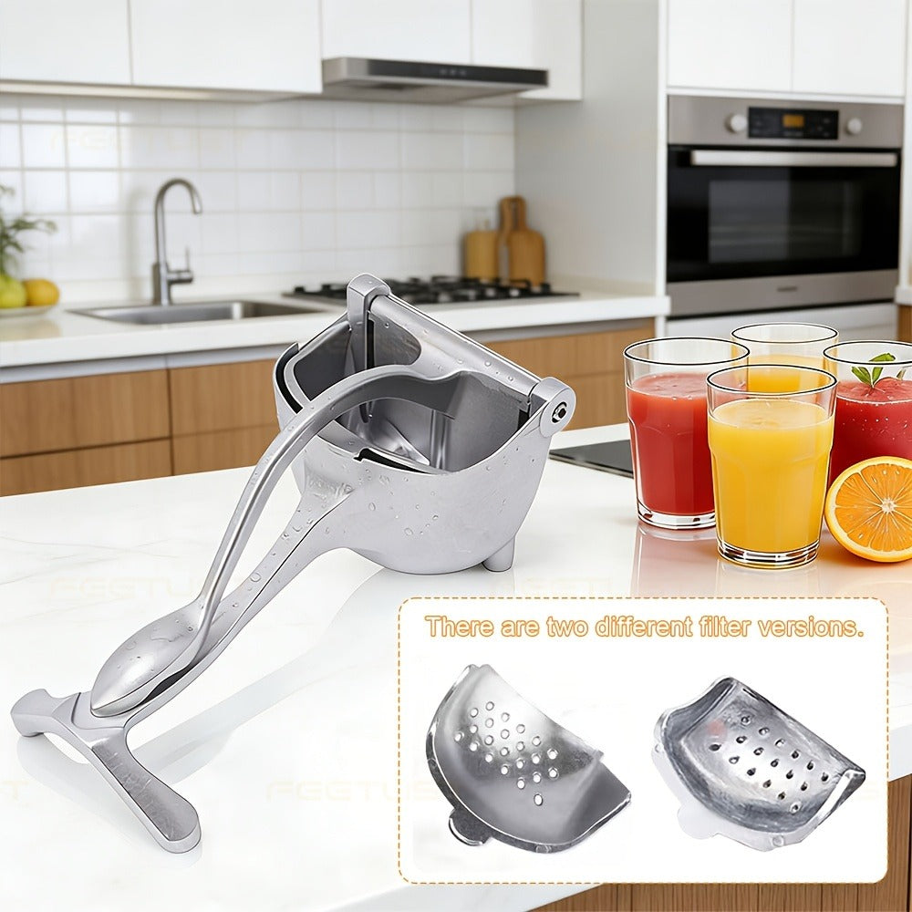 Manual Citrus Juicer ¨C Heavy Duty Aluminum Lemon Squeezer with Lever Press, Removable Filter, Easy Squeeze Extractor for Lemon, Lime, Orange & Pomegranate, Kitchen Tool for Juice Lovers