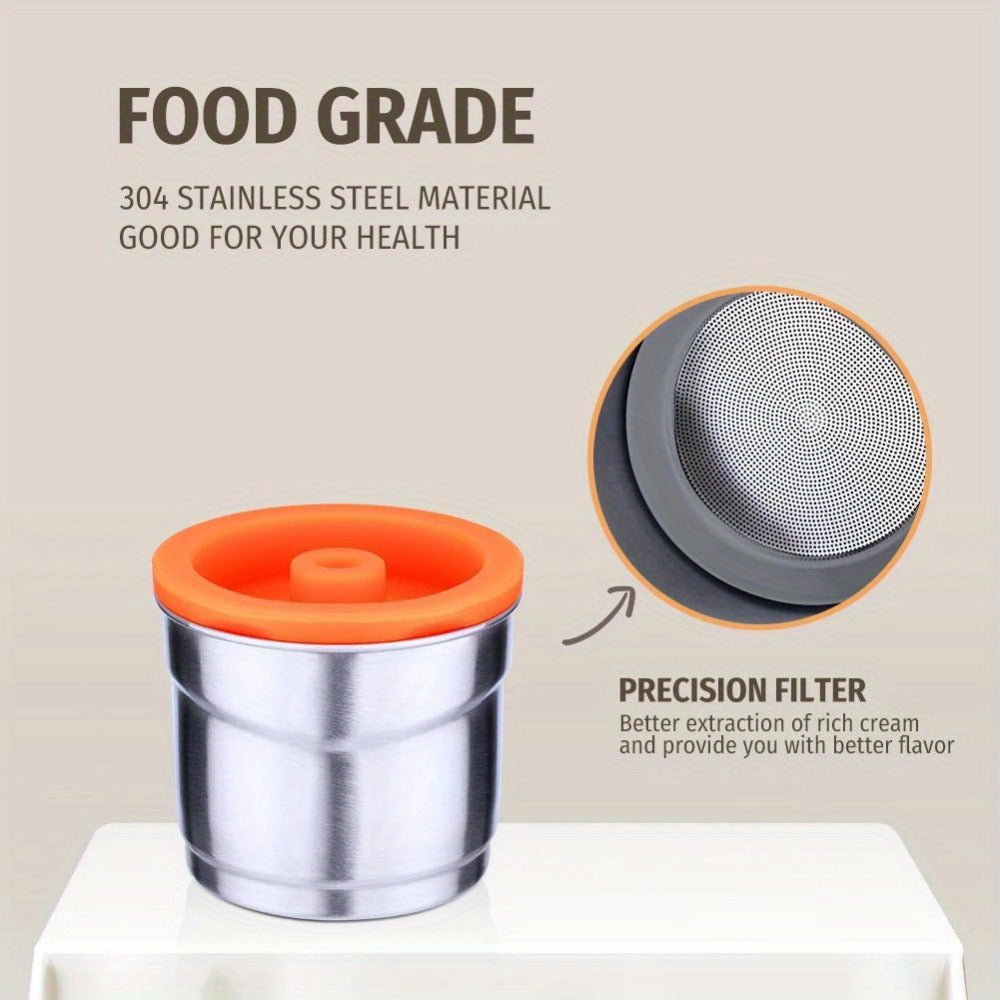 Reusable Coffee Filter Capsule for Illy Y3.2 & X7.1 Machines, Stainless Steel Refillable Coffee Pod Cup with Tamper, Eco-Friendly Reusable Espresso Capsule Accessory