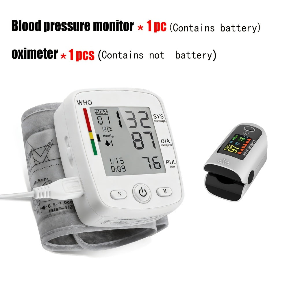 Wrist Blood Pressure Monitor Rechargeable - Digital BP Monitor with Large LCD, Voice Broadcast, 2¡Á99 Memory & USB Charging, Portable Wrist Cuff for Home & Travel, Optional Bundle with Pulse Oximeter