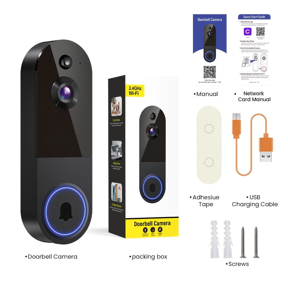 1440P Wireless Video Doorbell Camera WiFi Smart Doorbell with Night Vision Two-Way Audio Motion Detection Rechargeable Battery Local Storage AI Snapshot for Home Security