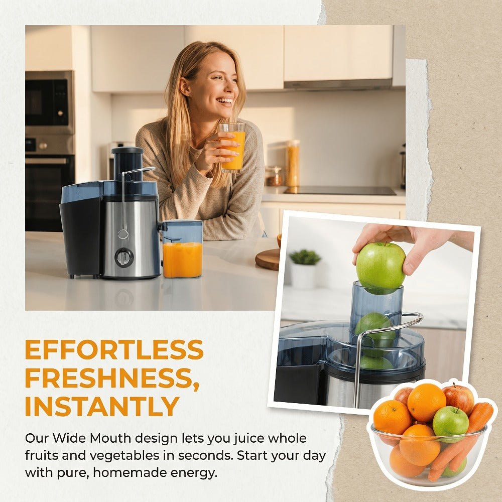 Centrifugal Juicer Machine with 3-Inch Wide Mouth ¨C 22000RPM Dual-Speed Fruit & Vegetable Juice Extractor, Multifunctional Blender & Food Processor, Detachable Easy-Clean Design with Overheat Protection
