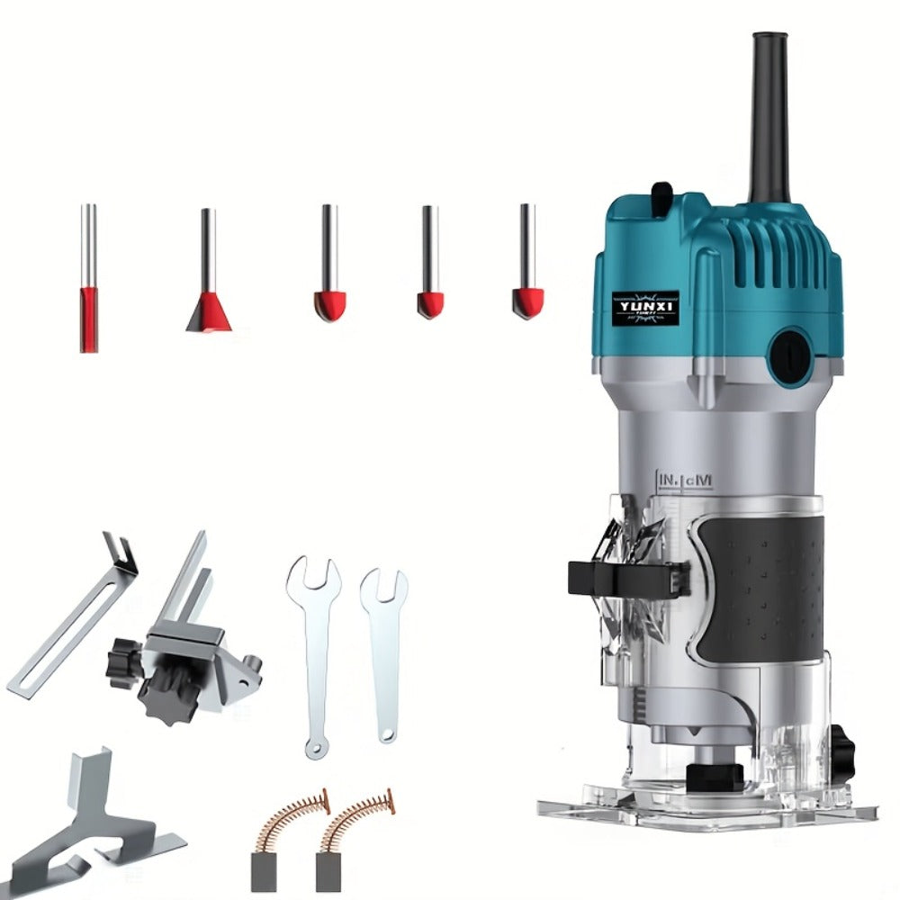 Wood Router 800W Trim Router for Woodworking - 35000RPM Electric Router with Edge Guide, Roller Guide, 6-Speed Adjustment for Precise Trimming, Profiling & Milling
