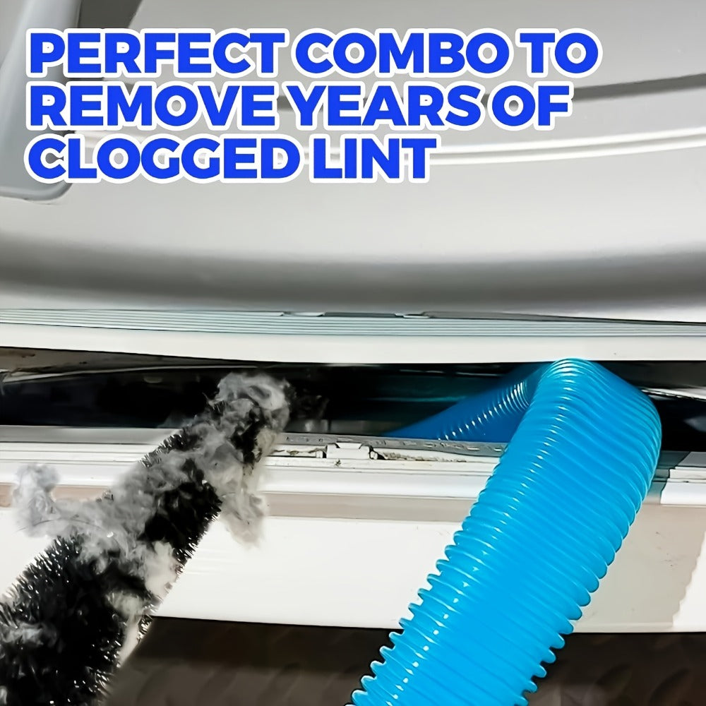 Dryer Vent Cleaning Kit with Flexible Lint Brush and Vacuum Hose Attachment Set for Dryer Duct Lint Trap Removal Home Safety