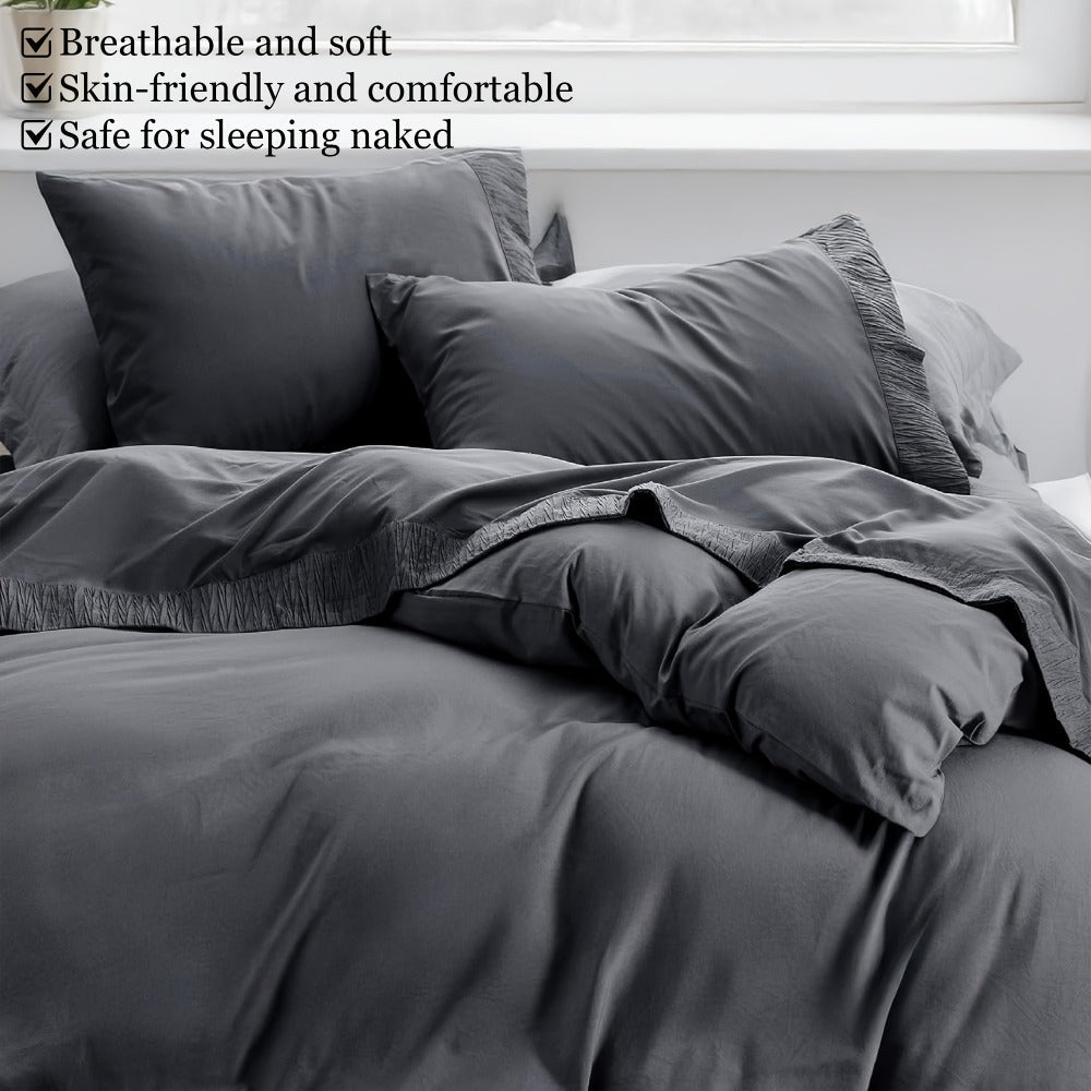 Bed Sheet Set 4-Piece Soft Breathable Cooling Sheets - Flat Sheet, Fitted Sheet & 2 Pillowcases, Wrinkle-Free Hotel Luxury Bedding, All Season Comfort
