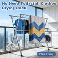 Clothes Drying Rack Foldable Heavy Duty - Upgraded X-Frame Collapsible Laundry Drying Rack for Indoor Outdoor Use, Adjustable Metal Clothesline Stand for Clothes, Blankets, Bedding, Sweaters
