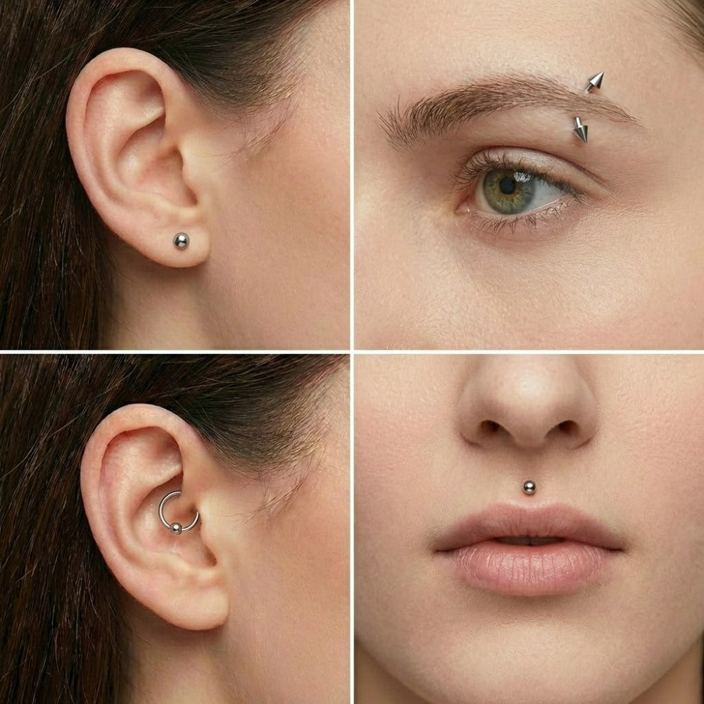 Ear Piercing Kit 124PCS Professional Body Piercing Set with Piercing Gun, 14G 16G Stainless Steel Jewelry for Ears Nose Septum Lips Belly Button Tongue ¨C Complete Starter Kit