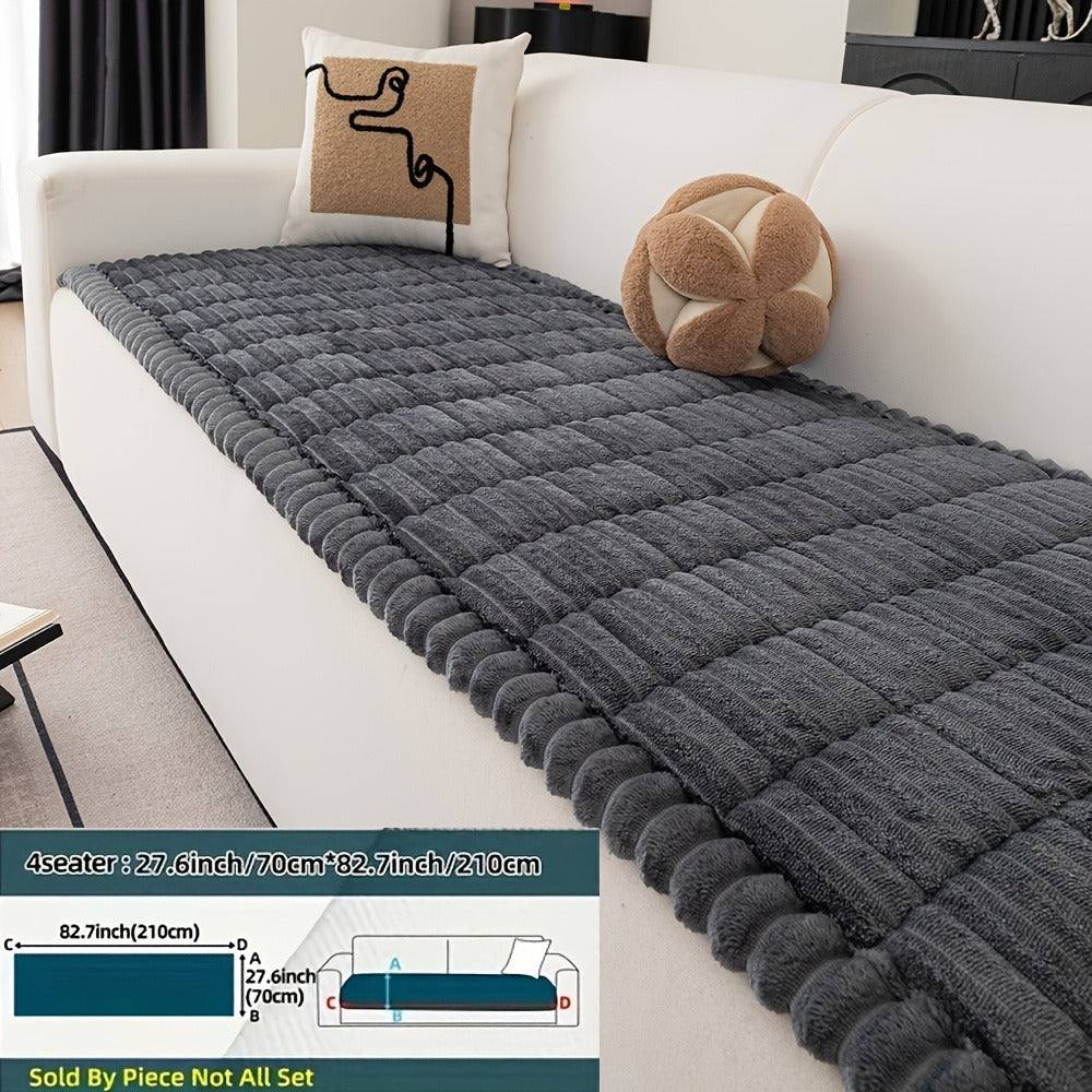 Sofa Cushion Cover Plush Velvet Washable Seat Pad Wavy Edge Soft Kapok Filling for Couch Loveseat 1 2 3 4 Seater ¡ª Easy Install Home Decor Protection