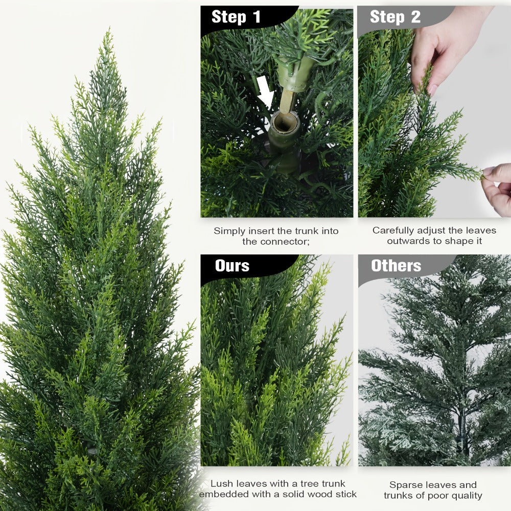 Artificial Cedar Topiary Tree UV Resistant ¨C Potted Fake Cypress Tree for Front Porch, Entryway & Living Room ¨C Evergreen Faux Cedar Plant for Indoor Outdoor Home Decor, Yard & Garden ¨C 2FT 3FT 1 or 2 Pack