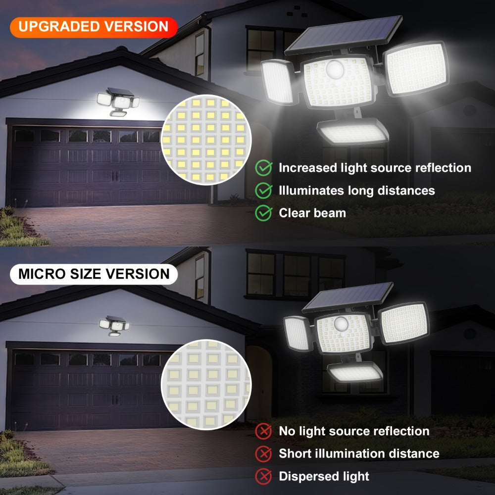 Solar Outdoor Motion Sensor Light 4-Head 3000LM ¨C 270¡ã Wide Angle, 3 Modes, IP65 Waterproof, Remote Control, Solar Flood Light for Garden Backyard Garage Wall Yard, 1/2/4 Pack