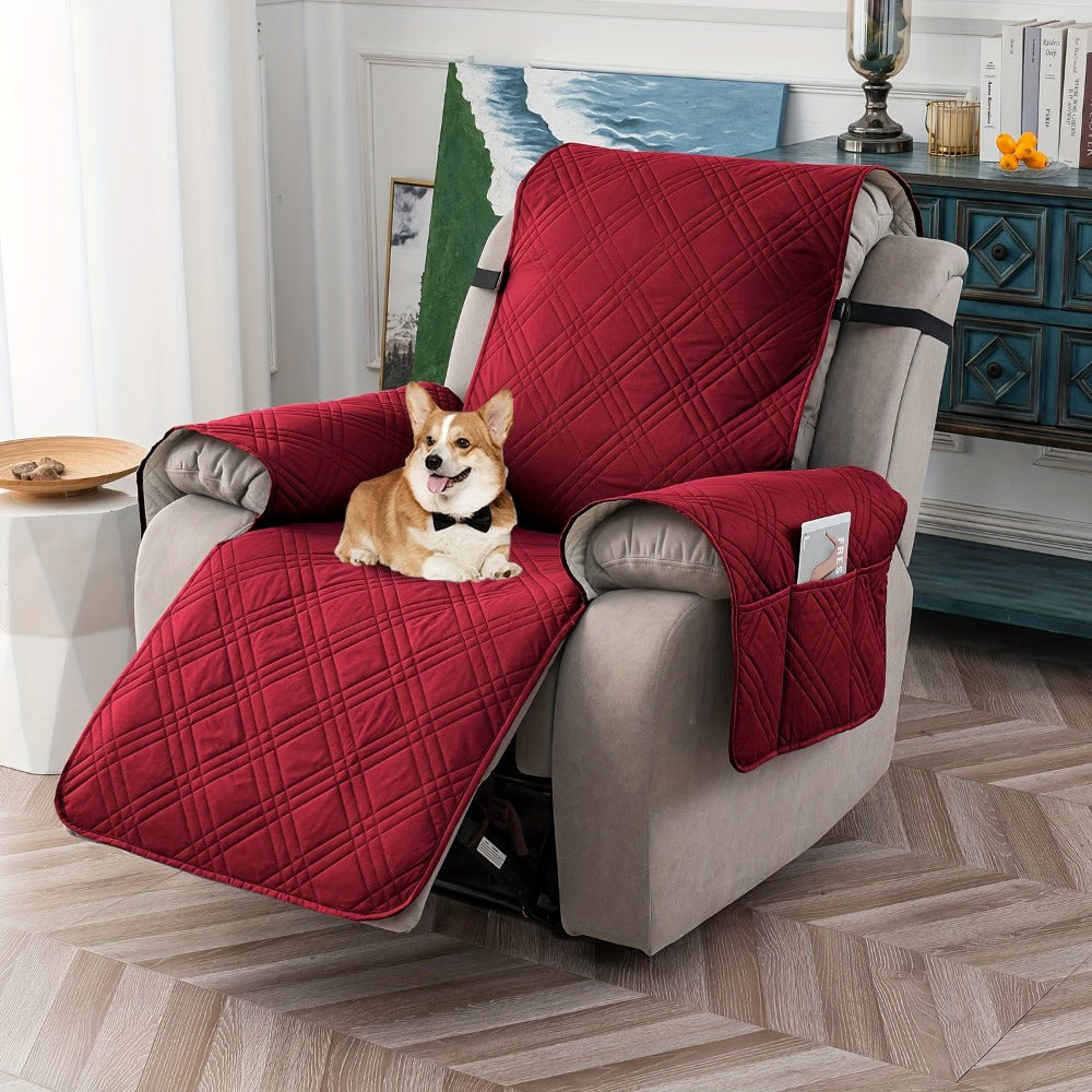Recliner Chair Cover Waterproof Non-Slip Sofa Slipcover with Pocket Pet Scratch Resistant Washable Furniture Protector for Living Room Multiple Colors