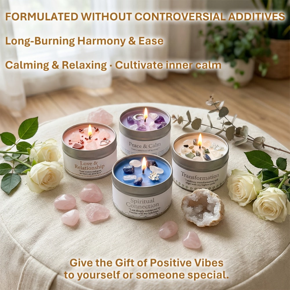 Manifestation Candles Scented Soy Wax with Crystal & Guidance Card for Meditation Yoga Focus | Law of Attraction Abundance Candle | Christmas Birthday Gift for Women