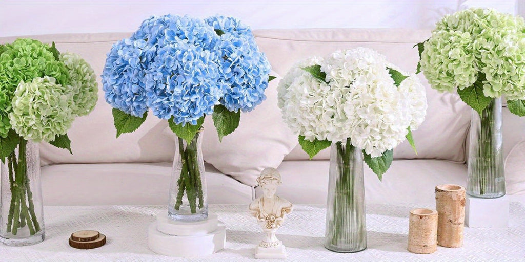 Real Touch Hydrangea Artificial Flowers 4/8pcs 21 Inch Full Latex Faux Hydrangea Stems for Wedding Table Centerpiece, Party Floral Arrangements, Home Vase Decor