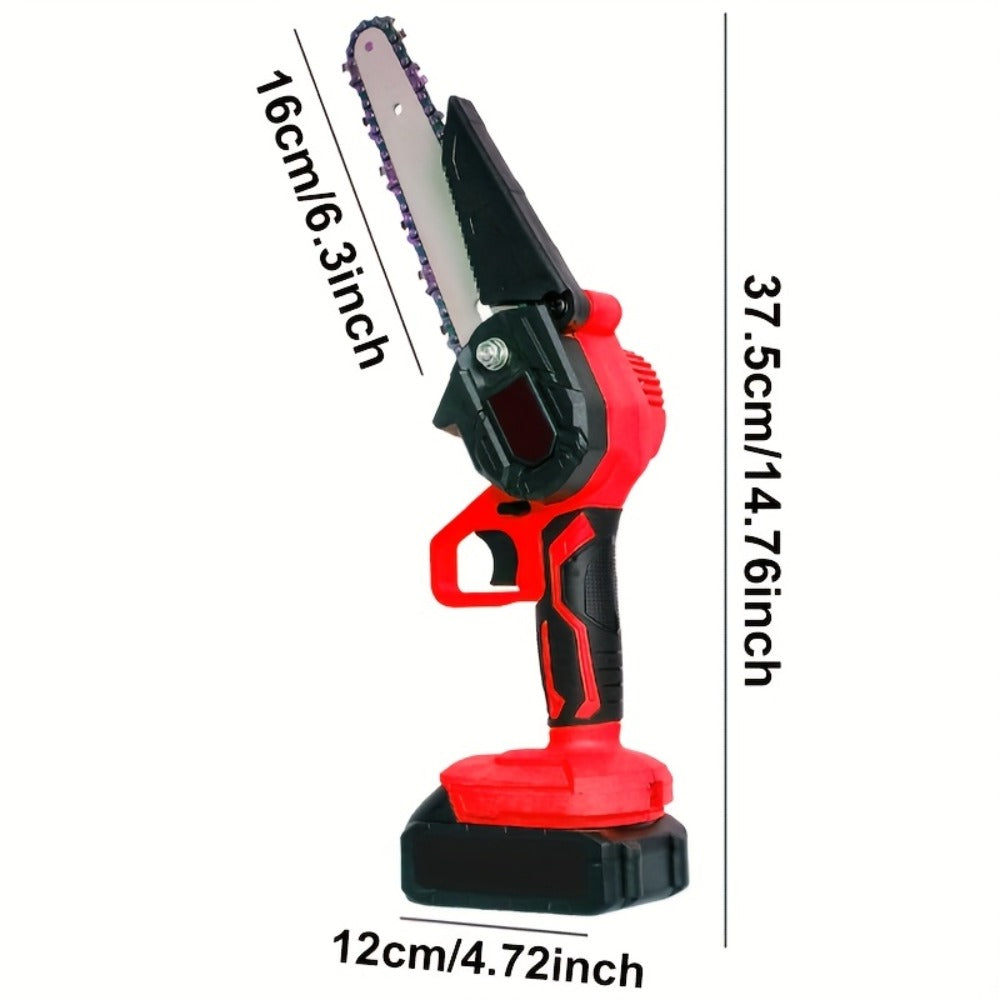 Cordless Mini Chainsaw 6 Inch with 2 Batteries & Charger | Auto Chain Tensioning Auto Lubrication Handheld Electric Saw | Branch Yard Home Garden Cutting Father's Day Gift