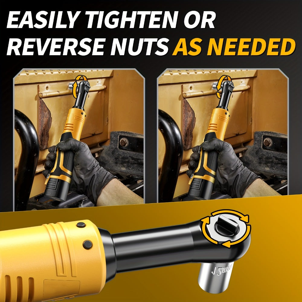 Cordless Electric Ratchet Wrench Set 3/8 inch Variable Speed Trigger Ergonomic Grip 9 Sockets Lithium-Ion Battery Powered for Car Repair Automotive Maintenance Home DIY Yellow 1 or 2 Battery Pack