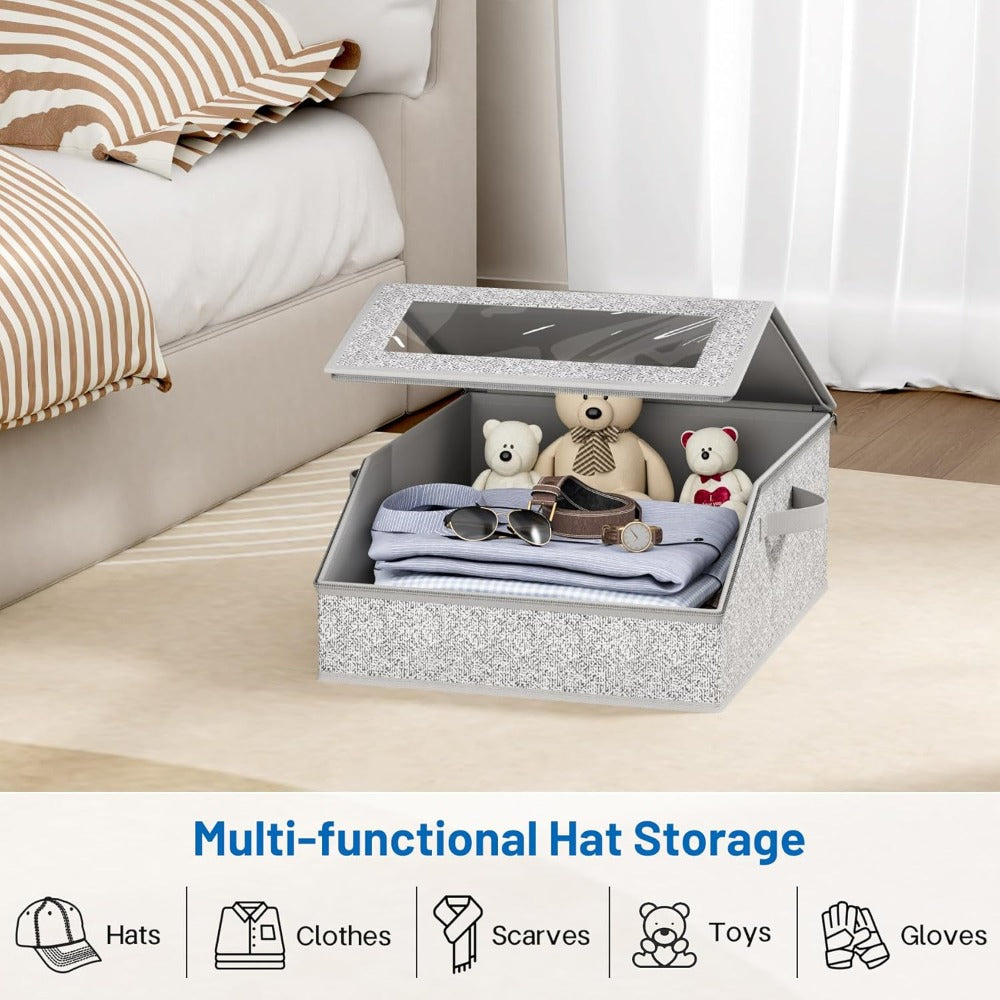 Baseball Cap Organizer for Closet ¨C Large Hat Storage Box Holds 24 Ball Caps | Clear Window, Dustproof, Cardboard Inserts | Hat Rack Holder for Men & Women Bedroom Closet & Car