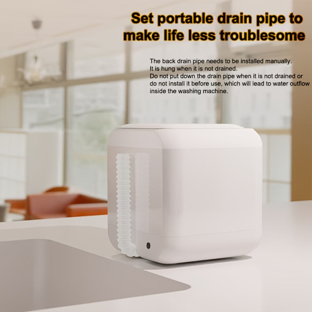 Mini Washing Machine Pure Copper Motor High Torque 4 Washing Modes Portable Washer for Underwear Socks Baby Clothes Separate Washing Anti Cross-Infection White