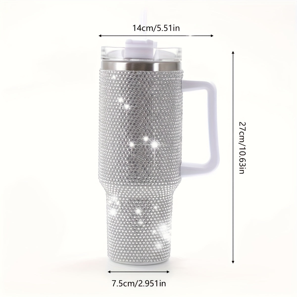 40oz Rhinestone Tumbler Insulated Stainless Steel Travel Cup - Diamond Glitter Design, Hot & Cold Drinks, Multiple Colors, Birthday Christmas Gift