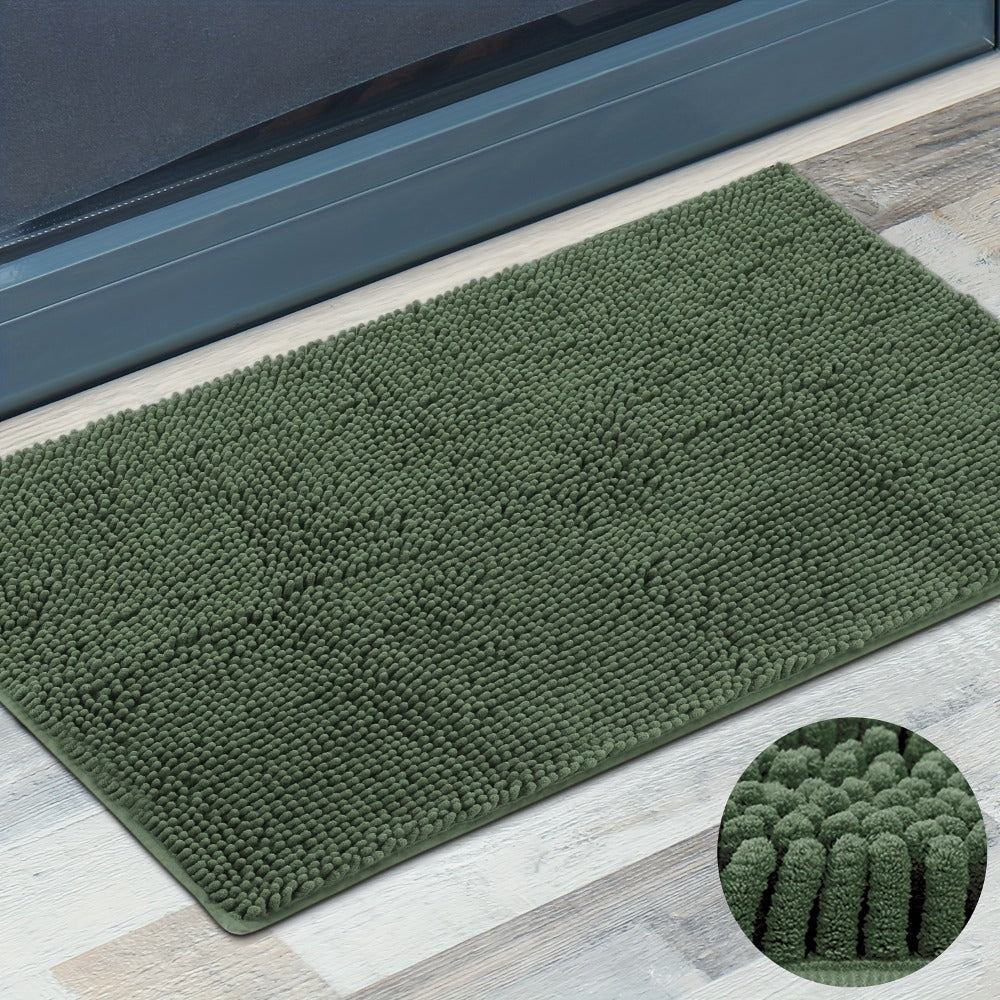 Chenille Doormat Absorbent Non-Slip Washable Indoor Outdoor Mat - Soft Shaggy Entryway Rug for Muddy Paws, Pets & Dogs | Machine Washable Front Door Mat in 18 Colors & 5 Sizes | Anti-Slip Rubber Backing