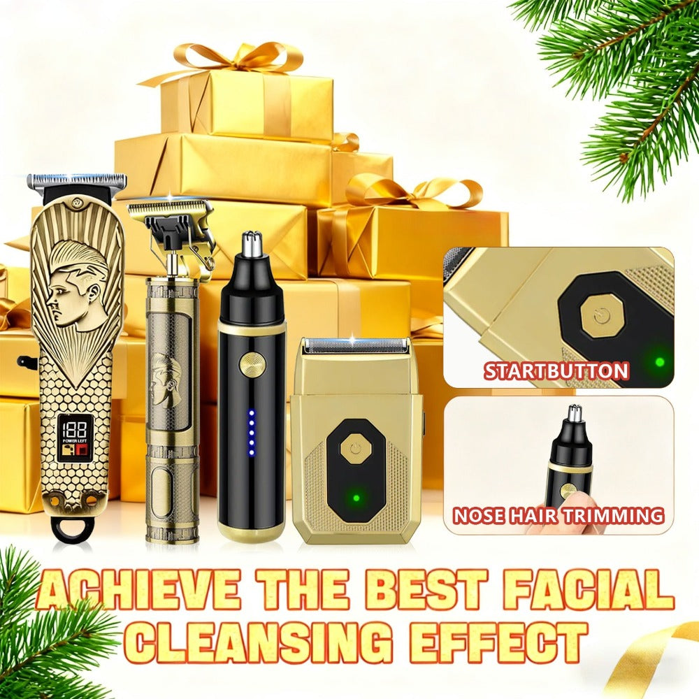 USB Precision Hair Clipper Set for Men ¨C Wireless Electric Clippers & Nose Trimmer Shaver, 2/4pcs Professional Cordless Grooming Kit for Personal Use, Hairdressing & Barber Gift