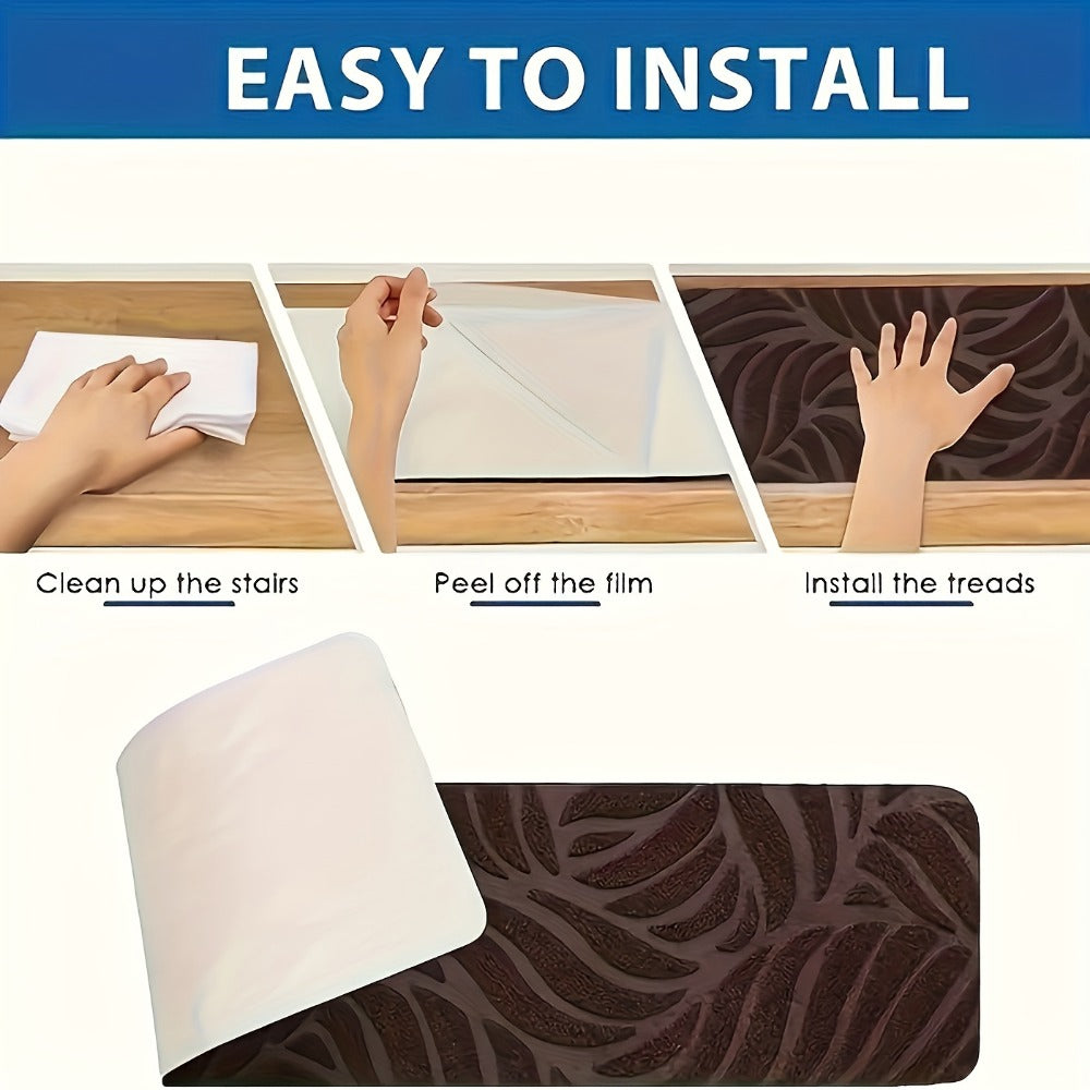 Non-Slip Stair Treads 15 Pack ¨C Self-Adhesive Indoor Stair Mats for Wooden Steps, Washable Polyester Carpet Runners, Protects Stairs & Prevents Slipping for Kids, Pets & Elderly