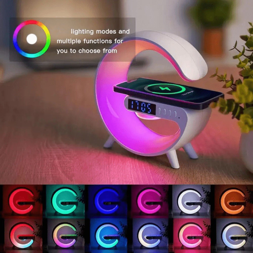 Wireless Speaker Sunrise Alarm Clock RGB Rhythm Night Light with Fast Wireless Charging | Portable Bluetooth Speaker Wake-Up Lamp for Bedroom Bedside Gift for All Phones