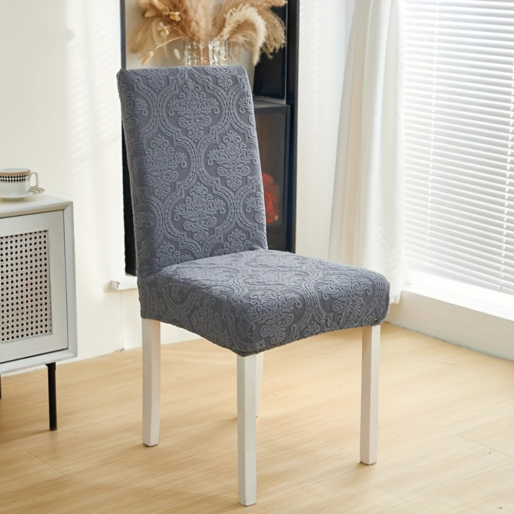 Dining Chair Covers Stretch Velvet Washable Removable Slipcovers Set of 4 or 6 for Kitchen Home Hotel Banquet ¡ª Elastic Band Silver Fox Velvet 200GSM